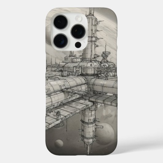 Futuristisch ruimtestation in een baan om een verr Case-Mate iPhone case (Achterkant)