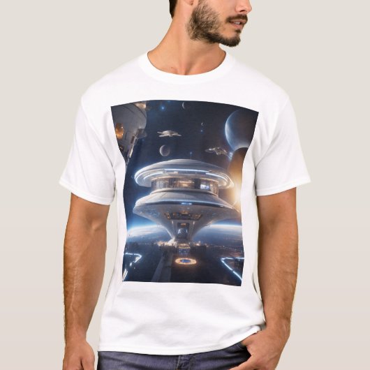 Futuristisch Sci-Fi Ruimtestation T-shirt – Episch (Voorkant)