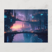 Futuristisch stadslandschap bij schemering briefkaart (Voorkant)