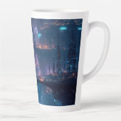 Futuristisch stadslandschap bij schemering latte mok (Rechts)