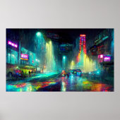 Futuristisch stadslandschap met gebouwen, mensen poster (Voorkant)