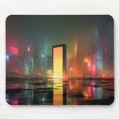 Futuristisch stadslandschap met neonreflecties muismat (Voorkant)