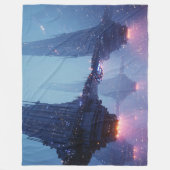 Futuristisch stadslandschap met zwevende structure fleece deken (Voorkant)