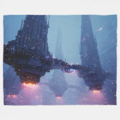 Futuristisch stadslandschap met zwevende structure fleece deken (Voorkant (Horizontaal))