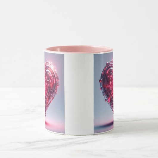 Futuristisch stralend roze hart mok (Midden)