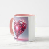 Futuristisch stralend roze hart mok (Voorkant links)