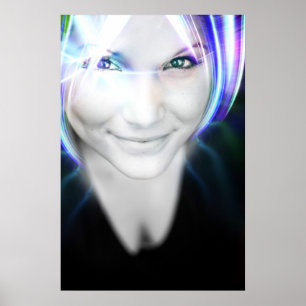 Futuristisch stromend haar poster