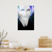 Futuristisch stromend haar poster (Keuken)