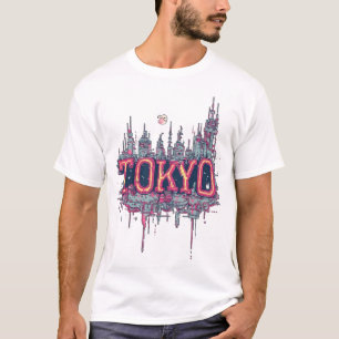 Futuristisch Tokyo Cyberpunk Neon Stad Streetwear T-shirt