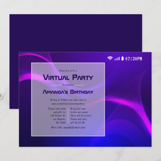 Futuristisch Virtueel Verjaardagsfeest Kaart (Voorkant / Achterkant)