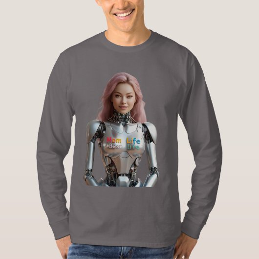 Futuristisch Vrouw Robot Mom T-shirt (Voorkant)