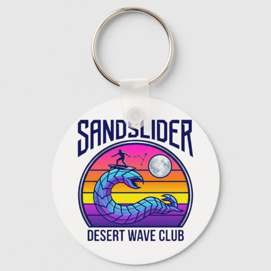 Futuristisch Woestijnworm Surf Club Synthwave T-Sh Sleutelhanger (Voorkant)