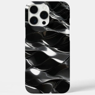 Futuristisch zwart glans 3D golfpatroon iPhone 16 Pro Max Hoesje