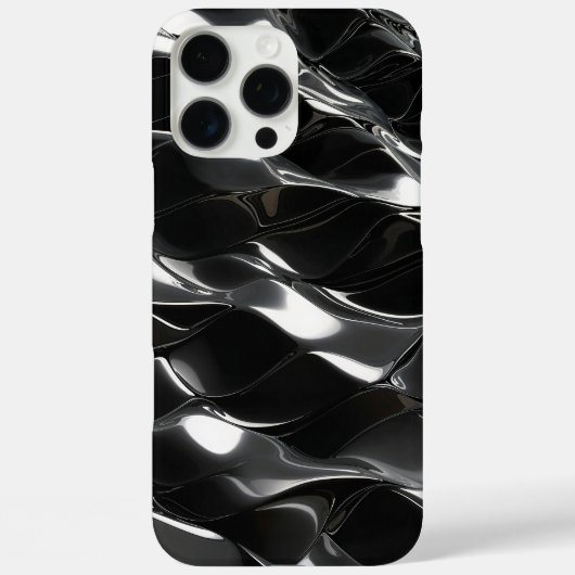 Futuristisch zwart glans 3D golfpatroon Case-Mate iPhone Case (Achterkant)