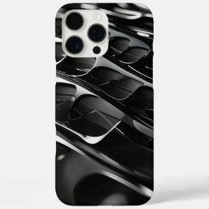 Futuristisch zwart glans Abstract 3D-ontwerp iPhone 16 Pro Max Hoesje