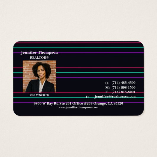 Futuristisch zwart Visitekaartje met neonlijnen (Voorkant)