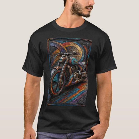 Futuristische Aangepaste Motorfiets – 3D Micro Moz T-shirt (Voorkant)