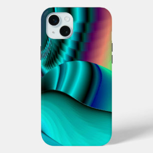 Futuristische Abstracte 3D Metallic Rainbow Art iPhone 15 Mini Hoesje