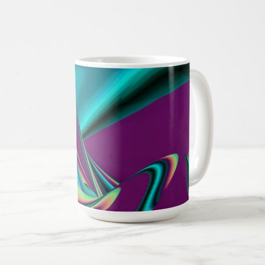Futuristische Abstracte 3D Metallic Rainbow Art Koffiemok (Voorkant rechts)