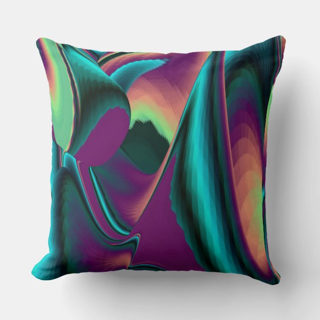 Futuristische Abstracte 3D Metallic Rainbow Art Kussen (Voorkant)