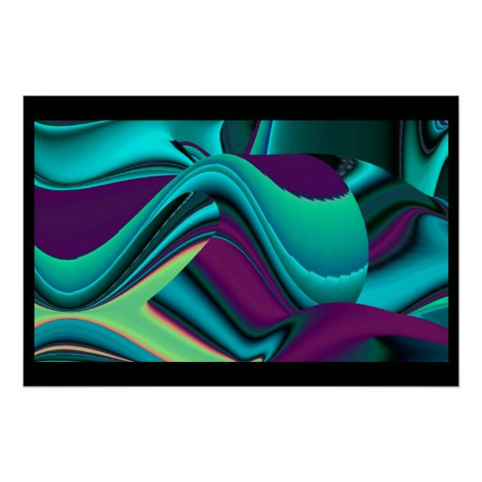 Futuristische Abstracte 3D Metallic Rainbow Art Perfect Poster (Voorkant)