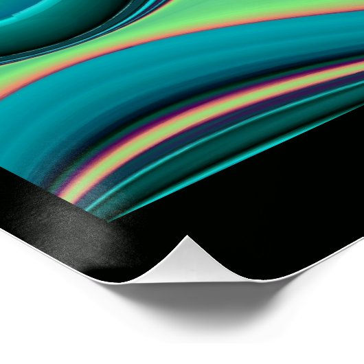 Futuristische Abstracte 3D Metallic Rainbow Art Perfect Poster (Hoek)