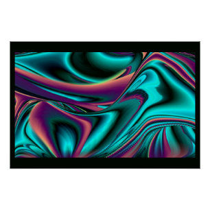 Futuristische Abstracte 3D Metallic Rainbow Art Perfect Poster