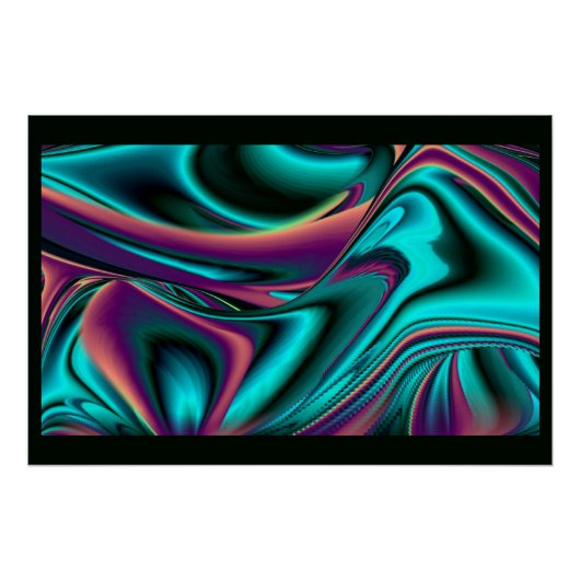 Futuristische Abstracte 3D Metallic Rainbow Art Perfect Poster (Voorkant)