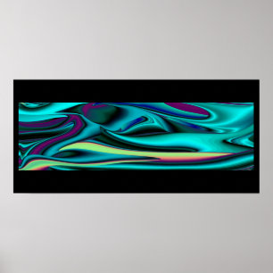 Futuristische Abstracte 3D Metallic Rainbow Art Poster
