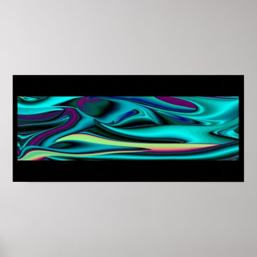 Futuristische Abstracte 3D Metallic Rainbow Art Poster (Voorkant)