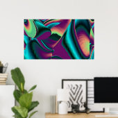 Futuristische Abstracte 3D Metallic Rainbow Art Poster (Thuiskantoor)