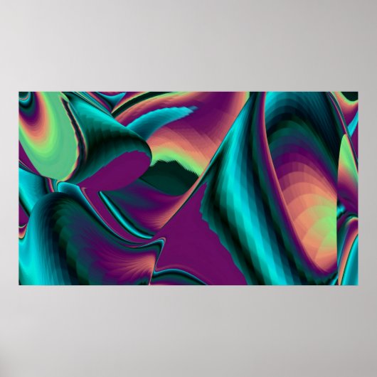 Futuristische Abstracte 3D Metallic Rainbow Art Poster (Voorkant)