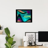 Futuristische Abstracte 3D Metallic Rainbow Art Poster (Thuiskantoor)