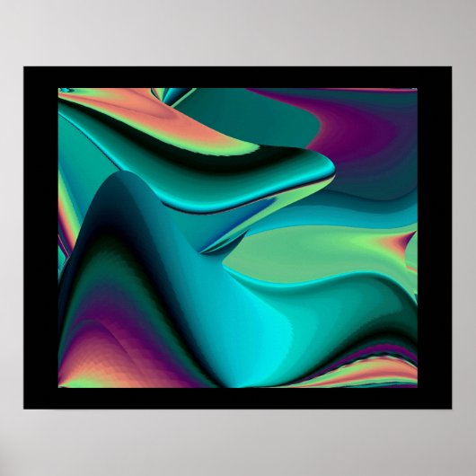 Futuristische Abstracte 3D Metallic Rainbow Art Poster (Voorkant)