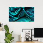 Futuristische Abstracte 3D Metallic Rainbow Art Poster (Thuiskantoor)