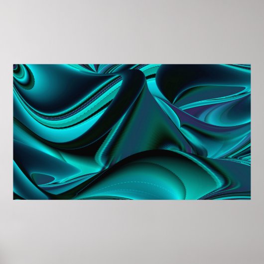 Futuristische Abstracte 3D Metallic Rainbow Art Poster (Voorkant)