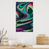 Futuristische Abstracte 3D Metallic Rainbow Art Poster (Keuken)