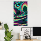 Futuristische Abstracte 3D Metallic Rainbow Art Poster (Thuiskantoor)
