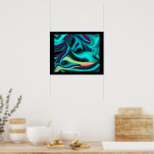Futuristische Abstracte 3D Metallic Regenboog Kuns Poster (Keuken)