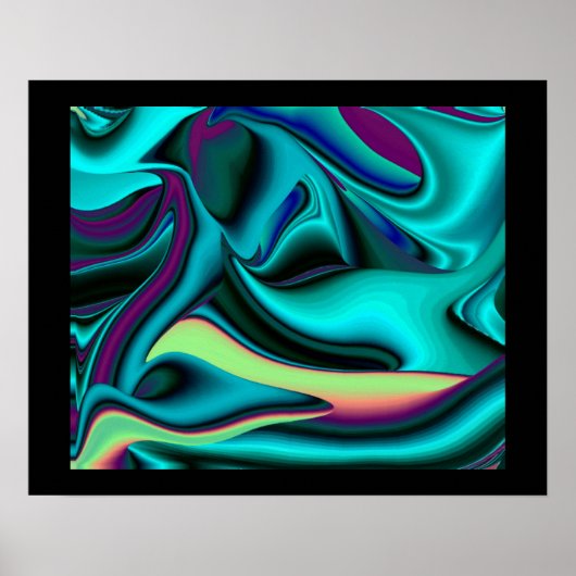Futuristische Abstracte 3D Metallic Regenboog Kuns Poster (Voorkant)