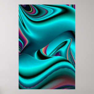 Futuristische Abstracte 3D Metallieke Regenboog Ku Poster