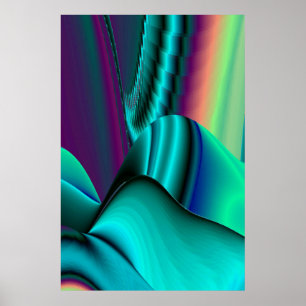 Futuristische Abstracte 3D Metallieke Regenboog Ku Poster