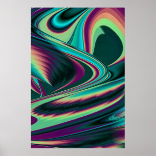 Futuristische Abstracte 3D Metallieke Regenboog Ku Poster
