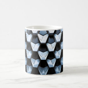 Futuristische abstracte blauwe geometrische metale koffiemok