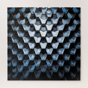 Futuristische abstracte blauwe geometrische metale legpuzzel