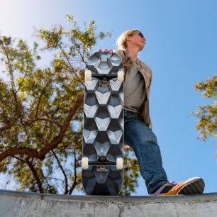Futuristische abstracte blauwe geometrische metale persoonlijk skateboard