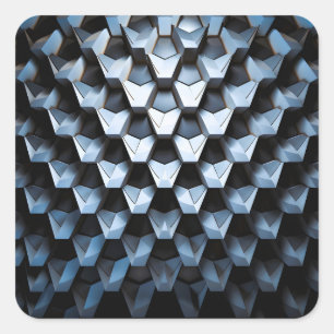 Futuristische abstracte blauwe geometrische metale vierkante sticker