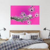 Futuristische abstracte bloemen-Magenta canvas pri (Insitu (Slaapkamer))