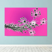 Futuristische abstracte bloemen-Magenta canvas pri (Insitu (Houten vloer))