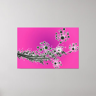 Futuristische abstracte bloemen-Magenta canvas pri